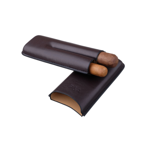 Чехол P&A на 2 сигары Cohiba Behike 56 (диаметром до 24 мм), кожа, коричневый
